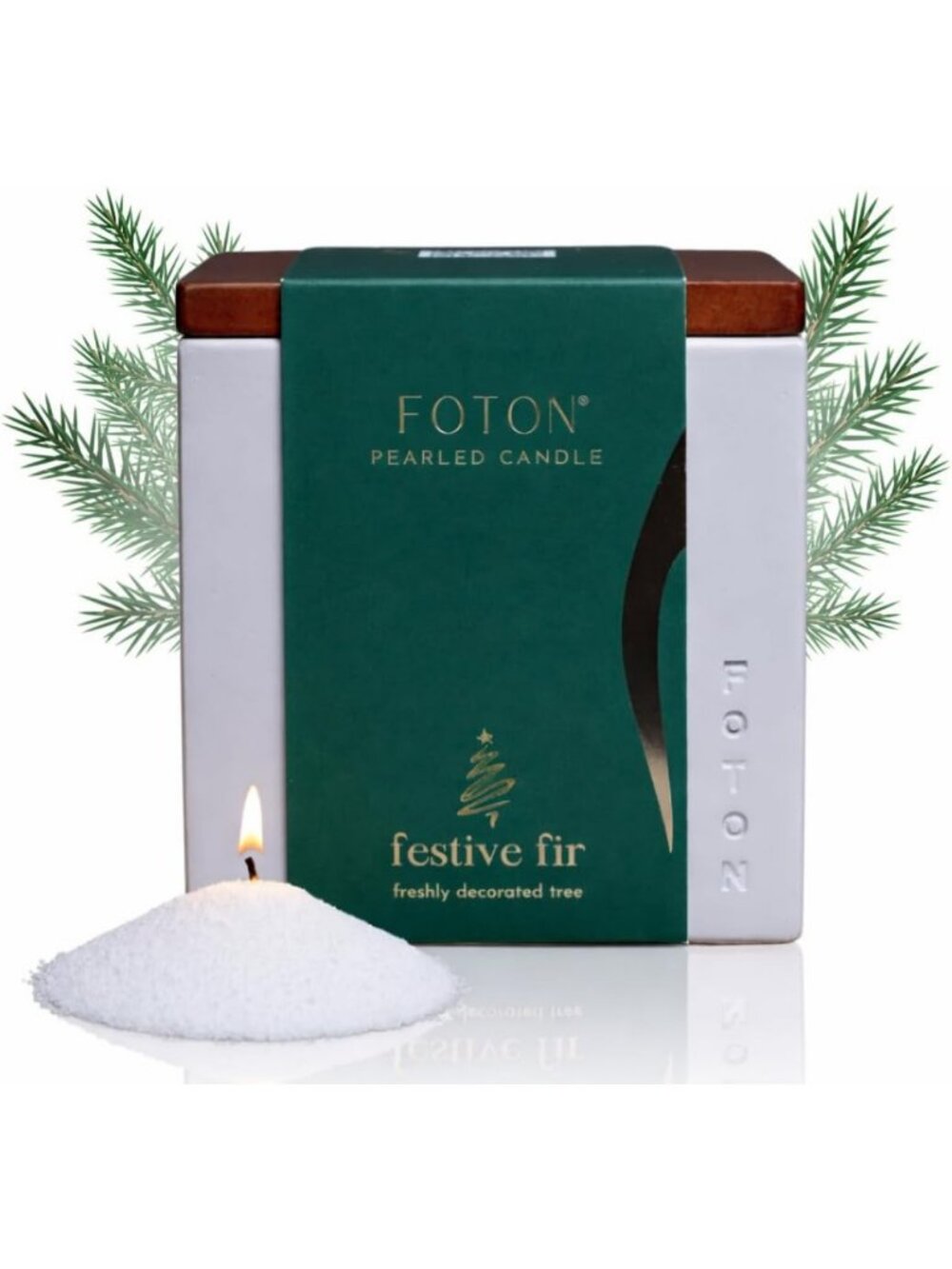 Festive Fir Scented Jar Candle 16oz - Pearled Sand Wax, Cozy Home Decor Gift